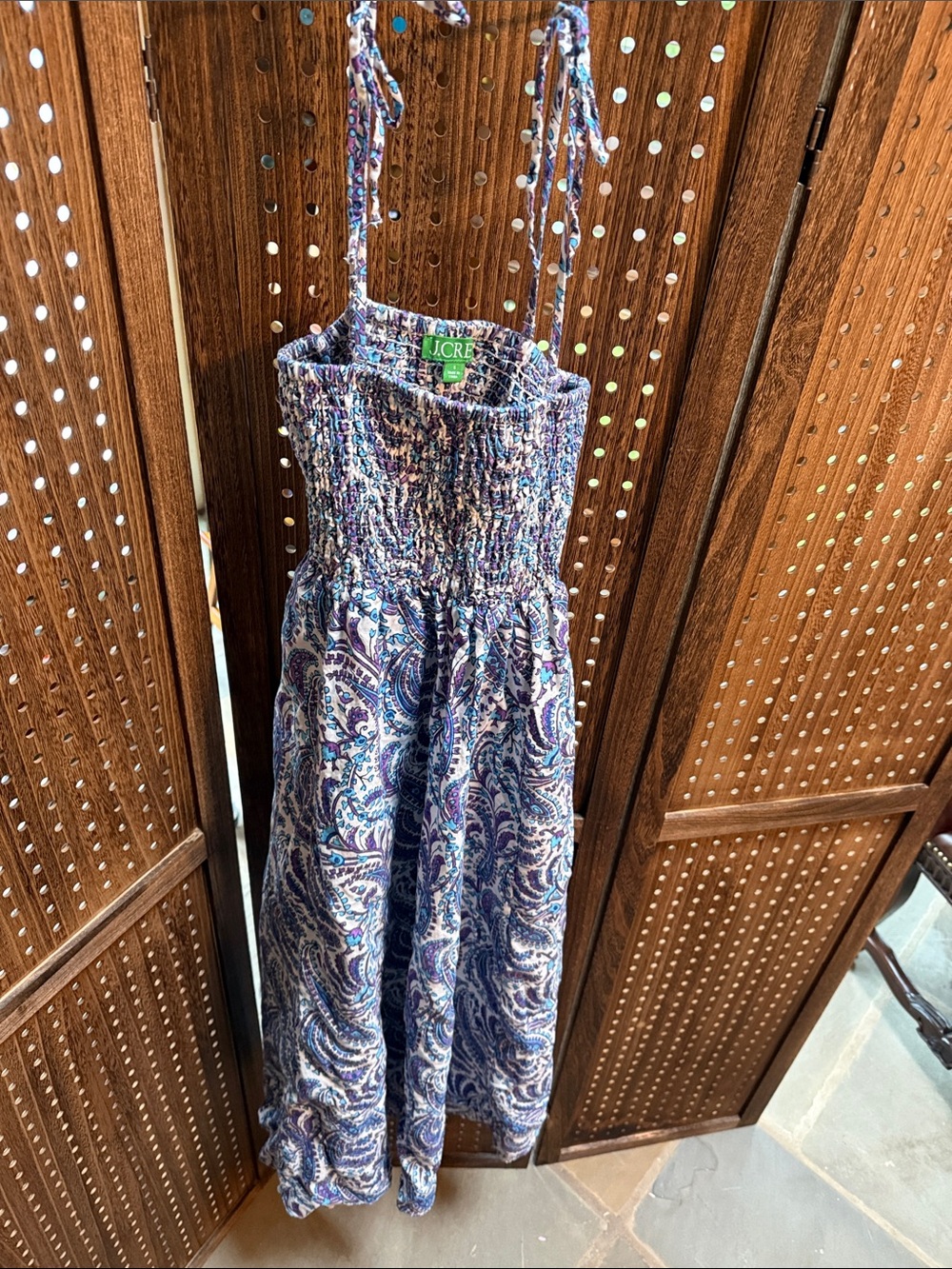 J. Crew Blue Paisley Smocked Maxi Dress